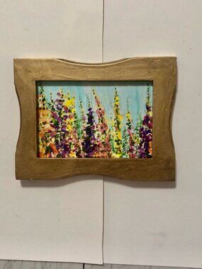 Snapdragons Acrylic Painting in Gold Frame
